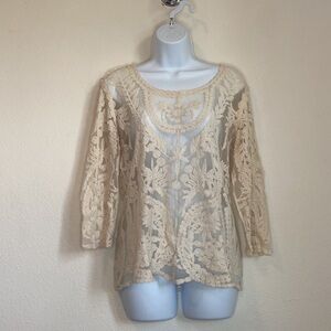 Cynthia Rowley Sheer Boho Top M